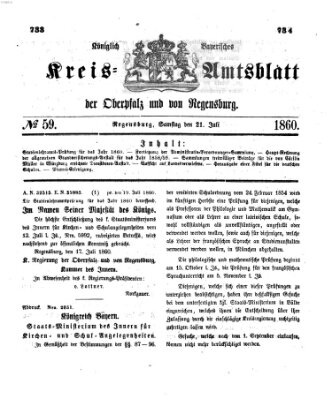 Königlich-bayerisches Kreis-Amtsblatt der Oberpfalz und von Regensburg (Königlich bayerisches Intelligenzblatt für die Oberpfalz und von Regensburg) Samstag 21. Juli 1860