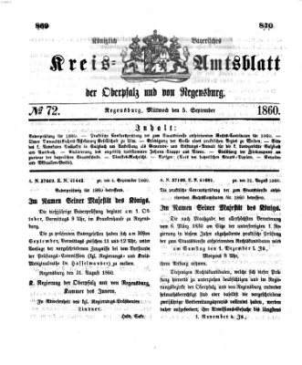 Königlich-bayerisches Kreis-Amtsblatt der Oberpfalz und von Regensburg (Königlich bayerisches Intelligenzblatt für die Oberpfalz und von Regensburg) Mittwoch 5. September 1860