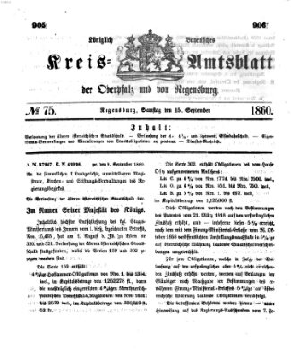 Königlich-bayerisches Kreis-Amtsblatt der Oberpfalz und von Regensburg (Königlich bayerisches Intelligenzblatt für die Oberpfalz und von Regensburg) Samstag 15. September 1860