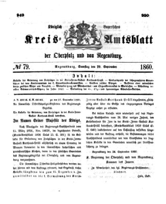 Königlich-bayerisches Kreis-Amtsblatt der Oberpfalz und von Regensburg (Königlich bayerisches Intelligenzblatt für die Oberpfalz und von Regensburg) Samstag 29. September 1860