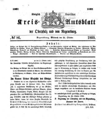 Königlich-bayerisches Kreis-Amtsblatt der Oberpfalz und von Regensburg (Königlich bayerisches Intelligenzblatt für die Oberpfalz und von Regensburg) Mittwoch 24. Oktober 1860