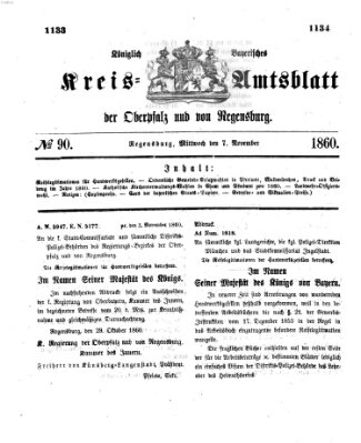 Königlich-bayerisches Kreis-Amtsblatt der Oberpfalz und von Regensburg (Königlich bayerisches Intelligenzblatt für die Oberpfalz und von Regensburg) Mittwoch 7. November 1860