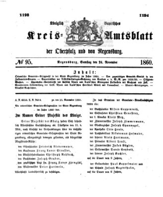 Königlich-bayerisches Kreis-Amtsblatt der Oberpfalz und von Regensburg (Königlich bayerisches Intelligenzblatt für die Oberpfalz und von Regensburg) Samstag 24. November 1860