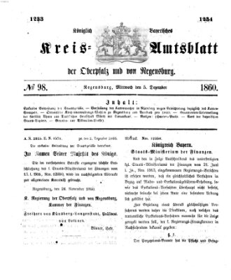 Königlich-bayerisches Kreis-Amtsblatt der Oberpfalz und von Regensburg (Königlich bayerisches Intelligenzblatt für die Oberpfalz und von Regensburg) Mittwoch 5. Dezember 1860