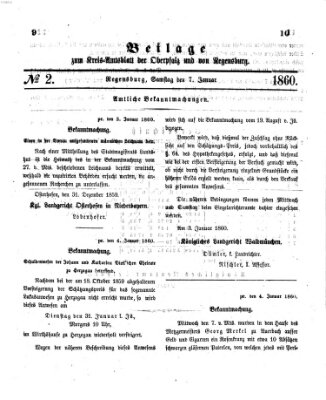 Königlich-bayerisches Kreis-Amtsblatt der Oberpfalz und von Regensburg (Königlich bayerisches Intelligenzblatt für die Oberpfalz und von Regensburg) Samstag 7. Januar 1860