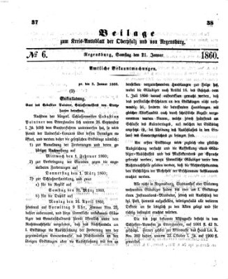 Königlich-bayerisches Kreis-Amtsblatt der Oberpfalz und von Regensburg (Königlich bayerisches Intelligenzblatt für die Oberpfalz und von Regensburg) Samstag 21. Januar 1860