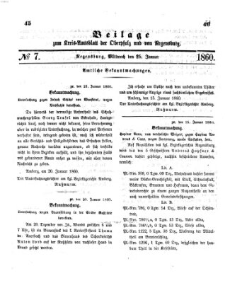 Königlich-bayerisches Kreis-Amtsblatt der Oberpfalz und von Regensburg (Königlich bayerisches Intelligenzblatt für die Oberpfalz und von Regensburg) Mittwoch 25. Januar 1860