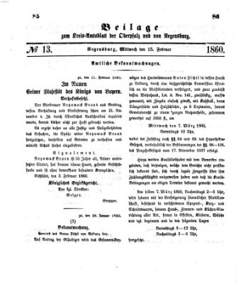 Königlich-bayerisches Kreis-Amtsblatt der Oberpfalz und von Regensburg (Königlich bayerisches Intelligenzblatt für die Oberpfalz und von Regensburg) Mittwoch 15. Februar 1860