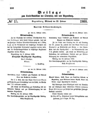 Königlich-bayerisches Kreis-Amtsblatt der Oberpfalz und von Regensburg (Königlich bayerisches Intelligenzblatt für die Oberpfalz und von Regensburg) Mittwoch 22. Februar 1860