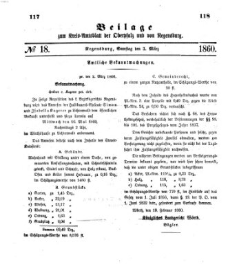 Königlich-bayerisches Kreis-Amtsblatt der Oberpfalz und von Regensburg (Königlich bayerisches Intelligenzblatt für die Oberpfalz und von Regensburg) Samstag 3. März 1860