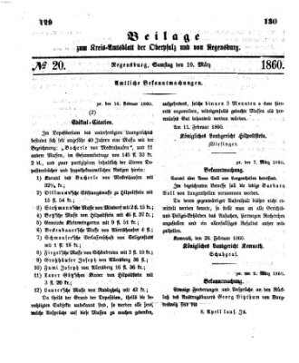 Königlich-bayerisches Kreis-Amtsblatt der Oberpfalz und von Regensburg (Königlich bayerisches Intelligenzblatt für die Oberpfalz und von Regensburg) Samstag 10. März 1860