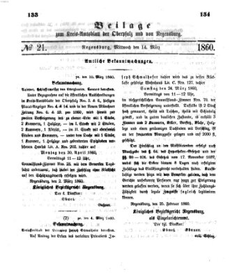 Königlich-bayerisches Kreis-Amtsblatt der Oberpfalz und von Regensburg (Königlich bayerisches Intelligenzblatt für die Oberpfalz und von Regensburg) Mittwoch 14. März 1860