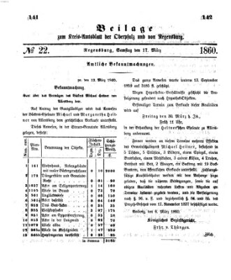 Königlich-bayerisches Kreis-Amtsblatt der Oberpfalz und von Regensburg (Königlich bayerisches Intelligenzblatt für die Oberpfalz und von Regensburg) Sonntag 18. März 1860