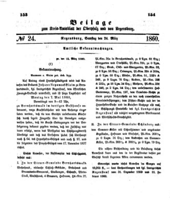 Königlich-bayerisches Kreis-Amtsblatt der Oberpfalz und von Regensburg (Königlich bayerisches Intelligenzblatt für die Oberpfalz und von Regensburg) Samstag 24. März 1860