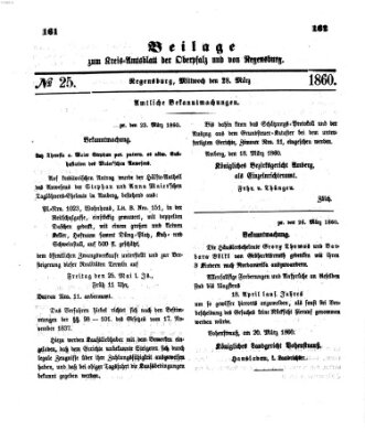 Königlich-bayerisches Kreis-Amtsblatt der Oberpfalz und von Regensburg (Königlich bayerisches Intelligenzblatt für die Oberpfalz und von Regensburg) Mittwoch 28. März 1860