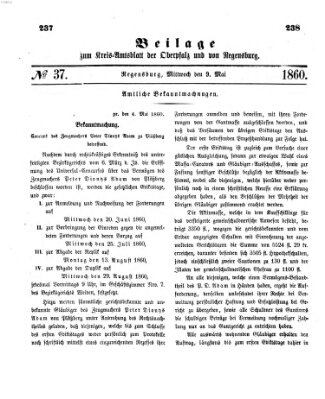 Königlich-bayerisches Kreis-Amtsblatt der Oberpfalz und von Regensburg (Königlich bayerisches Intelligenzblatt für die Oberpfalz und von Regensburg) Mittwoch 9. Mai 1860