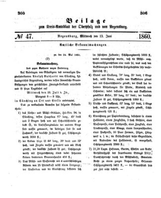 Königlich-bayerisches Kreis-Amtsblatt der Oberpfalz und von Regensburg (Königlich bayerisches Intelligenzblatt für die Oberpfalz und von Regensburg) Mittwoch 13. Juni 1860