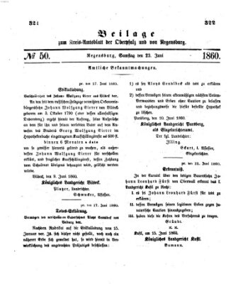 Königlich-bayerisches Kreis-Amtsblatt der Oberpfalz und von Regensburg (Königlich bayerisches Intelligenzblatt für die Oberpfalz und von Regensburg) Samstag 23. Juni 1860