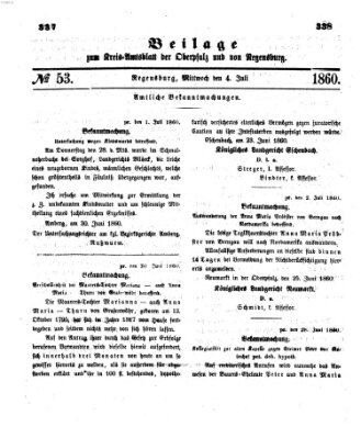 Königlich-bayerisches Kreis-Amtsblatt der Oberpfalz und von Regensburg (Königlich bayerisches Intelligenzblatt für die Oberpfalz und von Regensburg) Mittwoch 4. Juli 1860