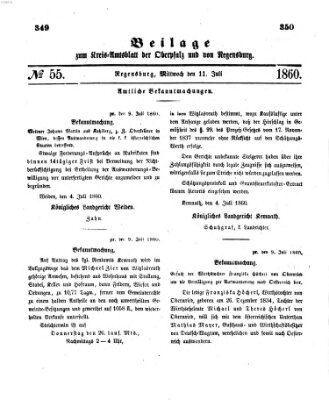 Königlich-bayerisches Kreis-Amtsblatt der Oberpfalz und von Regensburg (Königlich bayerisches Intelligenzblatt für die Oberpfalz und von Regensburg) Mittwoch 11. Juli 1860