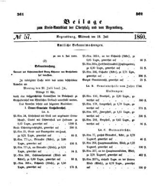 Königlich-bayerisches Kreis-Amtsblatt der Oberpfalz und von Regensburg (Königlich bayerisches Intelligenzblatt für die Oberpfalz und von Regensburg) Mittwoch 18. Juli 1860