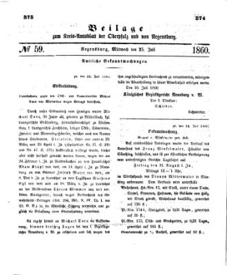 Königlich-bayerisches Kreis-Amtsblatt der Oberpfalz und von Regensburg (Königlich bayerisches Intelligenzblatt für die Oberpfalz und von Regensburg) Mittwoch 25. Juli 1860