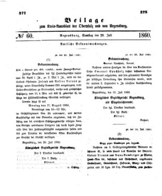 Königlich-bayerisches Kreis-Amtsblatt der Oberpfalz und von Regensburg (Königlich bayerisches Intelligenzblatt für die Oberpfalz und von Regensburg) Samstag 28. Juli 1860