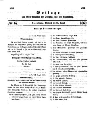 Königlich-bayerisches Kreis-Amtsblatt der Oberpfalz und von Regensburg (Königlich bayerisches Intelligenzblatt für die Oberpfalz und von Regensburg) Mittwoch 22. August 1860