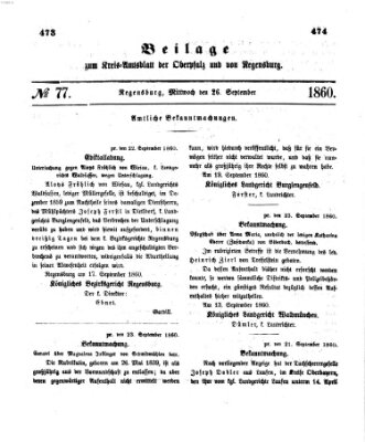 Königlich-bayerisches Kreis-Amtsblatt der Oberpfalz und von Regensburg (Königlich bayerisches Intelligenzblatt für die Oberpfalz und von Regensburg) Mittwoch 26. September 1860