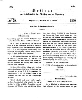 Königlich-bayerisches Kreis-Amtsblatt der Oberpfalz und von Regensburg (Königlich bayerisches Intelligenzblatt für die Oberpfalz und von Regensburg) Mittwoch 3. Oktober 1860