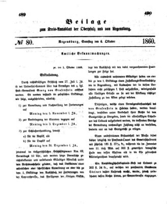 Königlich-bayerisches Kreis-Amtsblatt der Oberpfalz und von Regensburg (Königlich bayerisches Intelligenzblatt für die Oberpfalz und von Regensburg) Samstag 6. Oktober 1860