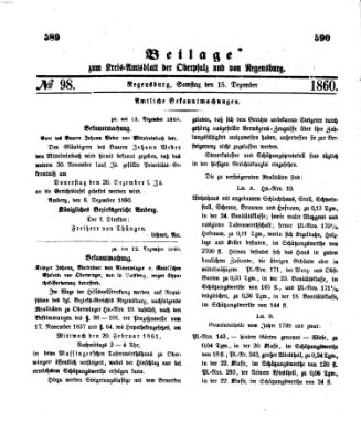 Königlich-bayerisches Kreis-Amtsblatt der Oberpfalz und von Regensburg (Königlich bayerisches Intelligenzblatt für die Oberpfalz und von Regensburg) Samstag 15. Dezember 1860