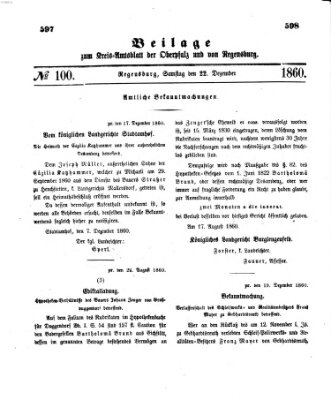 Königlich-bayerisches Kreis-Amtsblatt der Oberpfalz und von Regensburg (Königlich bayerisches Intelligenzblatt für die Oberpfalz und von Regensburg) Samstag 22. Dezember 1860