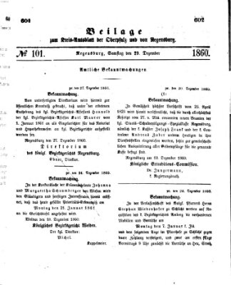 Königlich-bayerisches Kreis-Amtsblatt der Oberpfalz und von Regensburg (Königlich bayerisches Intelligenzblatt für die Oberpfalz und von Regensburg) Samstag 29. Dezember 1860