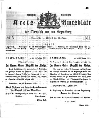 Königlich-bayerisches Kreis-Amtsblatt der Oberpfalz und von Regensburg (Königlich bayerisches Intelligenzblatt für die Oberpfalz und von Regensburg) Mittwoch 16. Januar 1861