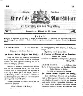 Königlich-bayerisches Kreis-Amtsblatt der Oberpfalz und von Regensburg (Königlich bayerisches Intelligenzblatt für die Oberpfalz und von Regensburg) Mittwoch 23. Januar 1861