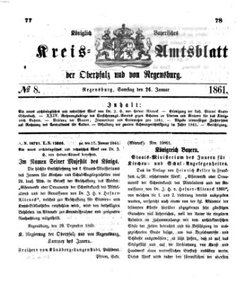 Königlich-bayerisches Kreis-Amtsblatt der Oberpfalz und von Regensburg (Königlich bayerisches Intelligenzblatt für die Oberpfalz und von Regensburg) Samstag 26. Januar 1861