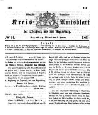 Königlich-bayerisches Kreis-Amtsblatt der Oberpfalz und von Regensburg (Königlich bayerisches Intelligenzblatt für die Oberpfalz und von Regensburg) Mittwoch 6. Februar 1861