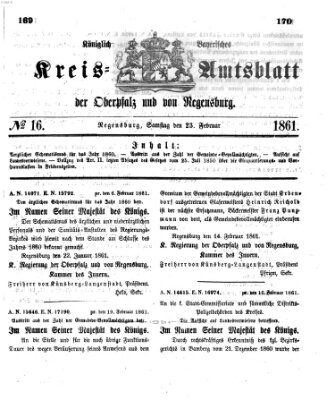 Königlich-bayerisches Kreis-Amtsblatt der Oberpfalz und von Regensburg (Königlich bayerisches Intelligenzblatt für die Oberpfalz und von Regensburg) Samstag 23. Februar 1861