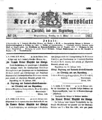 Königlich-bayerisches Kreis-Amtsblatt der Oberpfalz und von Regensburg (Königlich bayerisches Intelligenzblatt für die Oberpfalz und von Regensburg) Samstag 2. März 1861