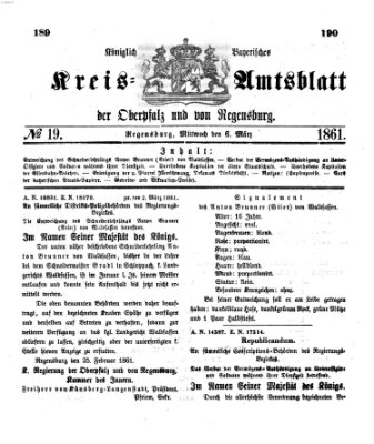 Königlich-bayerisches Kreis-Amtsblatt der Oberpfalz und von Regensburg (Königlich bayerisches Intelligenzblatt für die Oberpfalz und von Regensburg) Mittwoch 6. März 1861