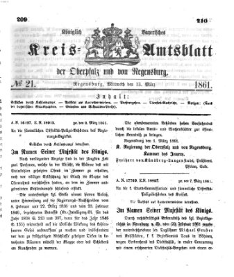 Königlich-bayerisches Kreis-Amtsblatt der Oberpfalz und von Regensburg (Königlich bayerisches Intelligenzblatt für die Oberpfalz und von Regensburg) Mittwoch 13. März 1861