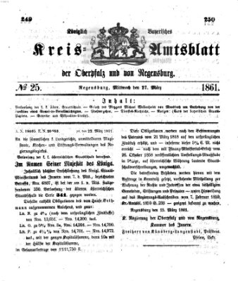 Königlich-bayerisches Kreis-Amtsblatt der Oberpfalz und von Regensburg (Königlich bayerisches Intelligenzblatt für die Oberpfalz und von Regensburg) Mittwoch 27. März 1861