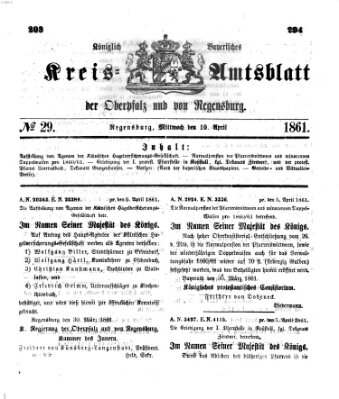 Königlich-bayerisches Kreis-Amtsblatt der Oberpfalz und von Regensburg (Königlich bayerisches Intelligenzblatt für die Oberpfalz und von Regensburg) Mittwoch 10. April 1861