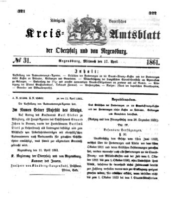 Königlich-bayerisches Kreis-Amtsblatt der Oberpfalz und von Regensburg (Königlich bayerisches Intelligenzblatt für die Oberpfalz und von Regensburg) Mittwoch 17. April 1861