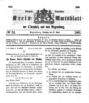 Königlich-bayerisches Kreis-Amtsblatt der Oberpfalz und von Regensburg (Königlich bayerisches Intelligenzblatt für die Oberpfalz und von Regensburg) Samstag 27. April 1861