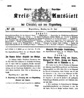 Königlich-bayerisches Kreis-Amtsblatt der Oberpfalz und von Regensburg (Königlich bayerisches Intelligenzblatt für die Oberpfalz und von Regensburg) Samstag 15. Juni 1861