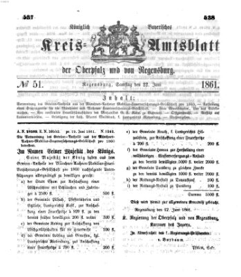 Königlich-bayerisches Kreis-Amtsblatt der Oberpfalz und von Regensburg (Königlich bayerisches Intelligenzblatt für die Oberpfalz und von Regensburg) Samstag 22. Juni 1861