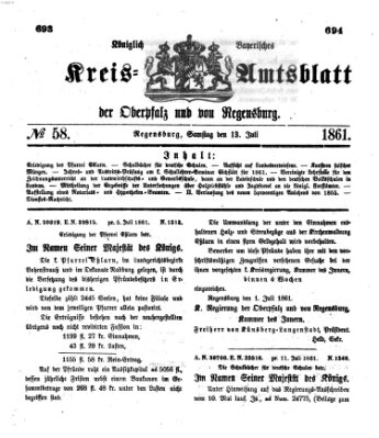 Königlich-bayerisches Kreis-Amtsblatt der Oberpfalz und von Regensburg (Königlich bayerisches Intelligenzblatt für die Oberpfalz und von Regensburg) Samstag 13. Juli 1861