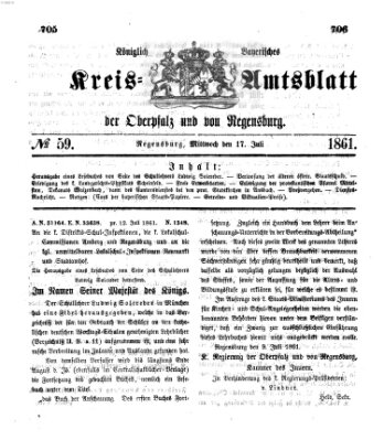 Königlich-bayerisches Kreis-Amtsblatt der Oberpfalz und von Regensburg (Königlich bayerisches Intelligenzblatt für die Oberpfalz und von Regensburg) Mittwoch 17. Juli 1861